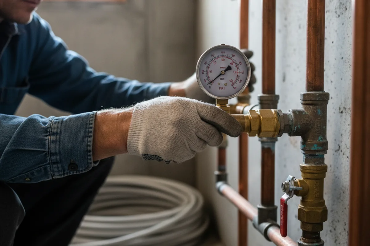 Pressure testing a repaired line during Water Line Repair in Lawton